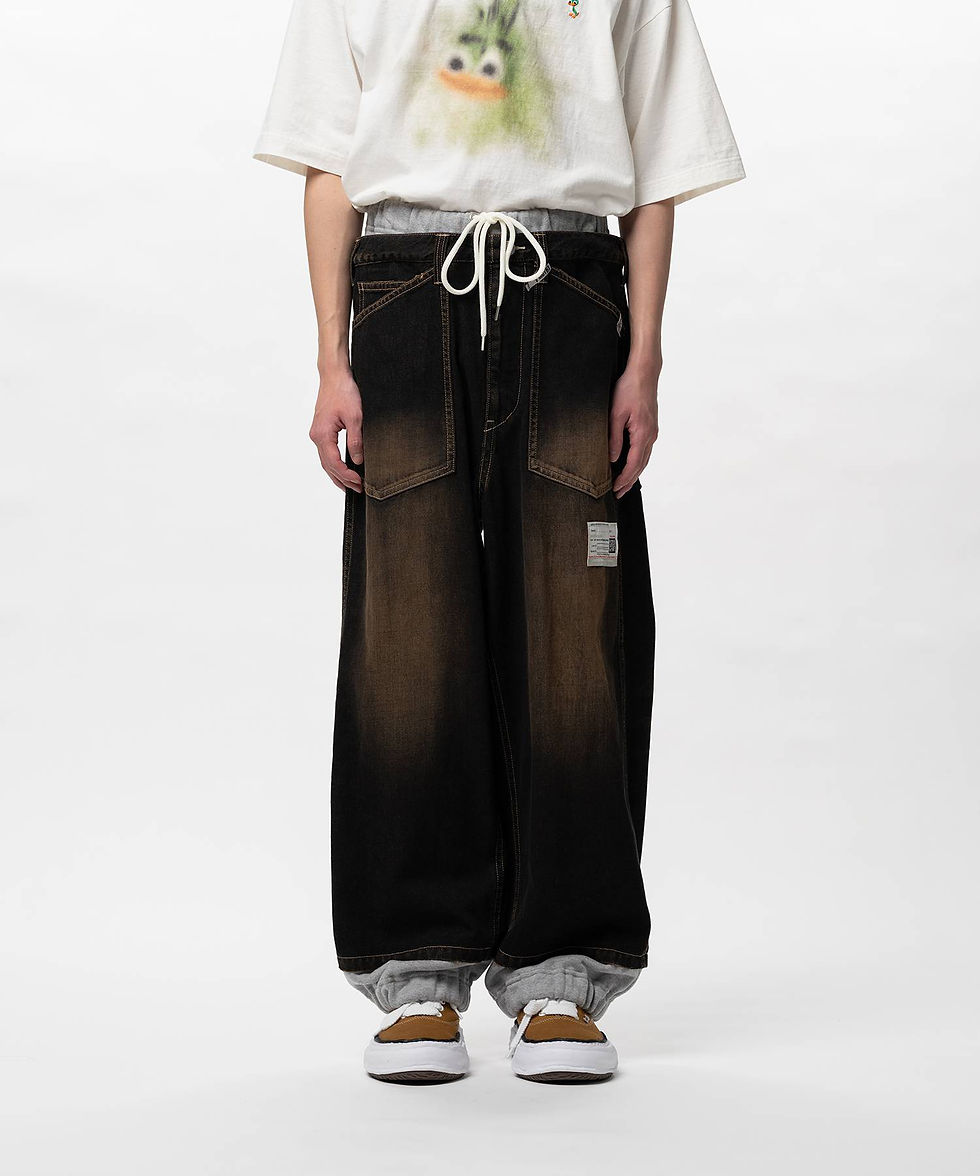 サムネイル： Sweat Pants Combined Denim Pants