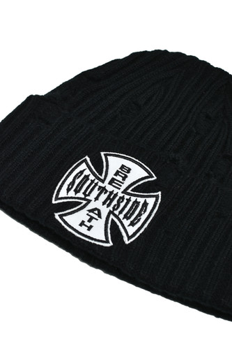 美品　BREATH SOUTHSIDE CROSS DAMAGE BEANIE BREATH / ブレス 】SOUTHSIDE CROSS DAMAGE RIB BEANIE | ABSURD