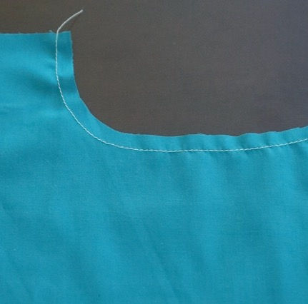 A stay stitch around a neckline