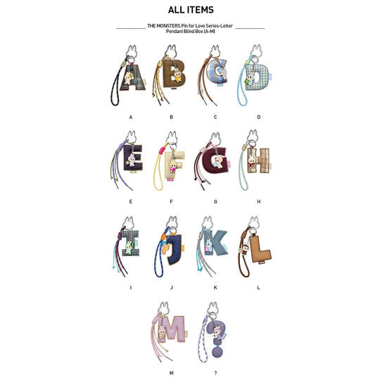 Thumbnail: POP MART THE MONSTERS Labubu Pin for Love Series- Letter Pendant (A-M) [1 Sealed