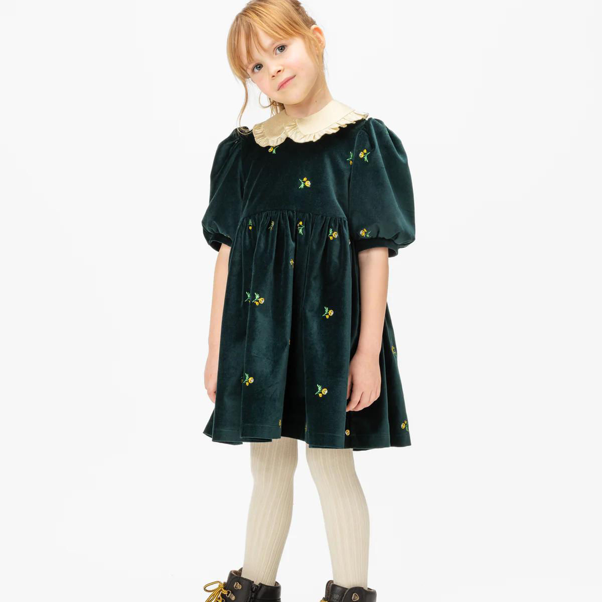 Cotton Velvet Dress  Green