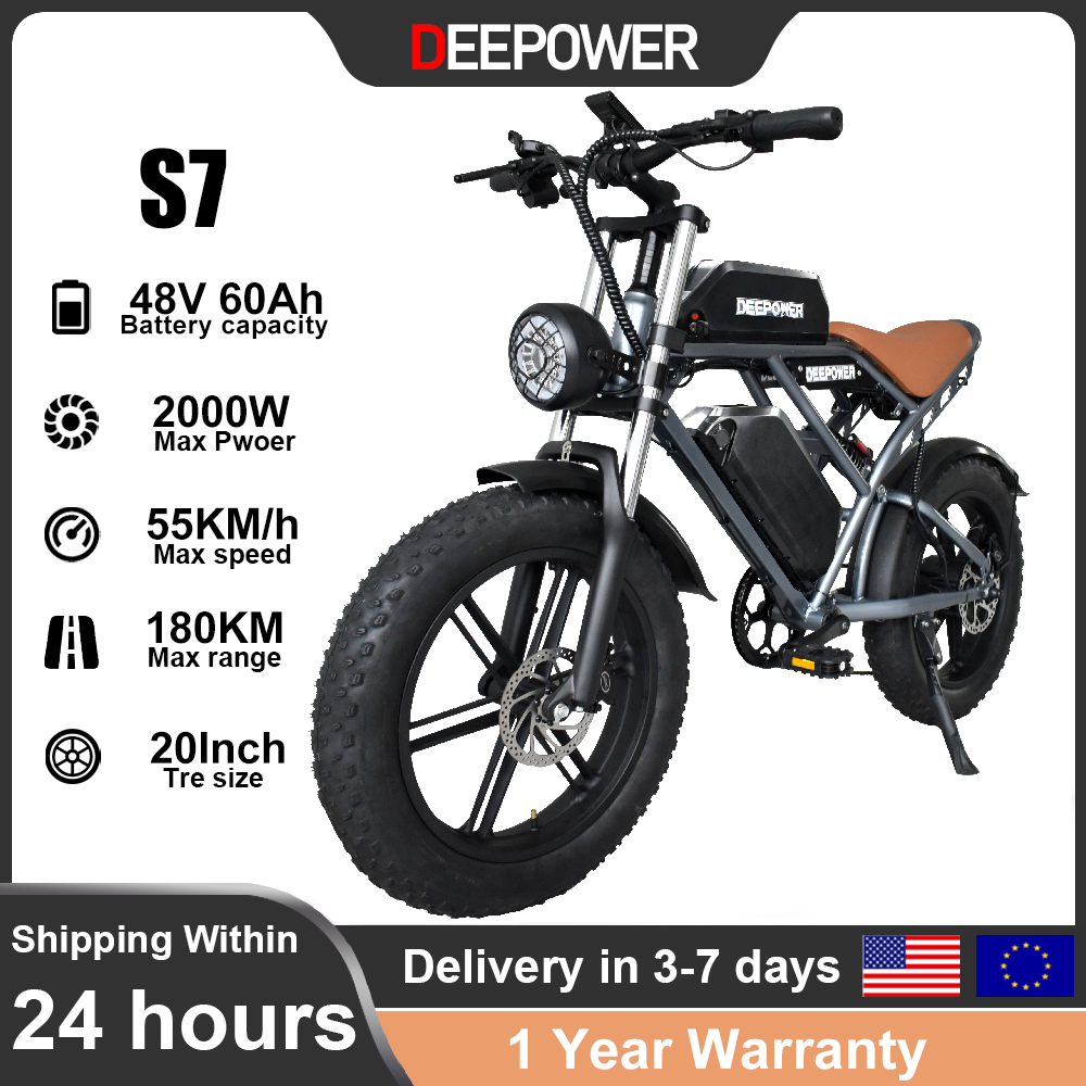 Deepower Electric Bike 2000W 48V 60AH 20Inch Fat Tire Mountain Ebike for Adults