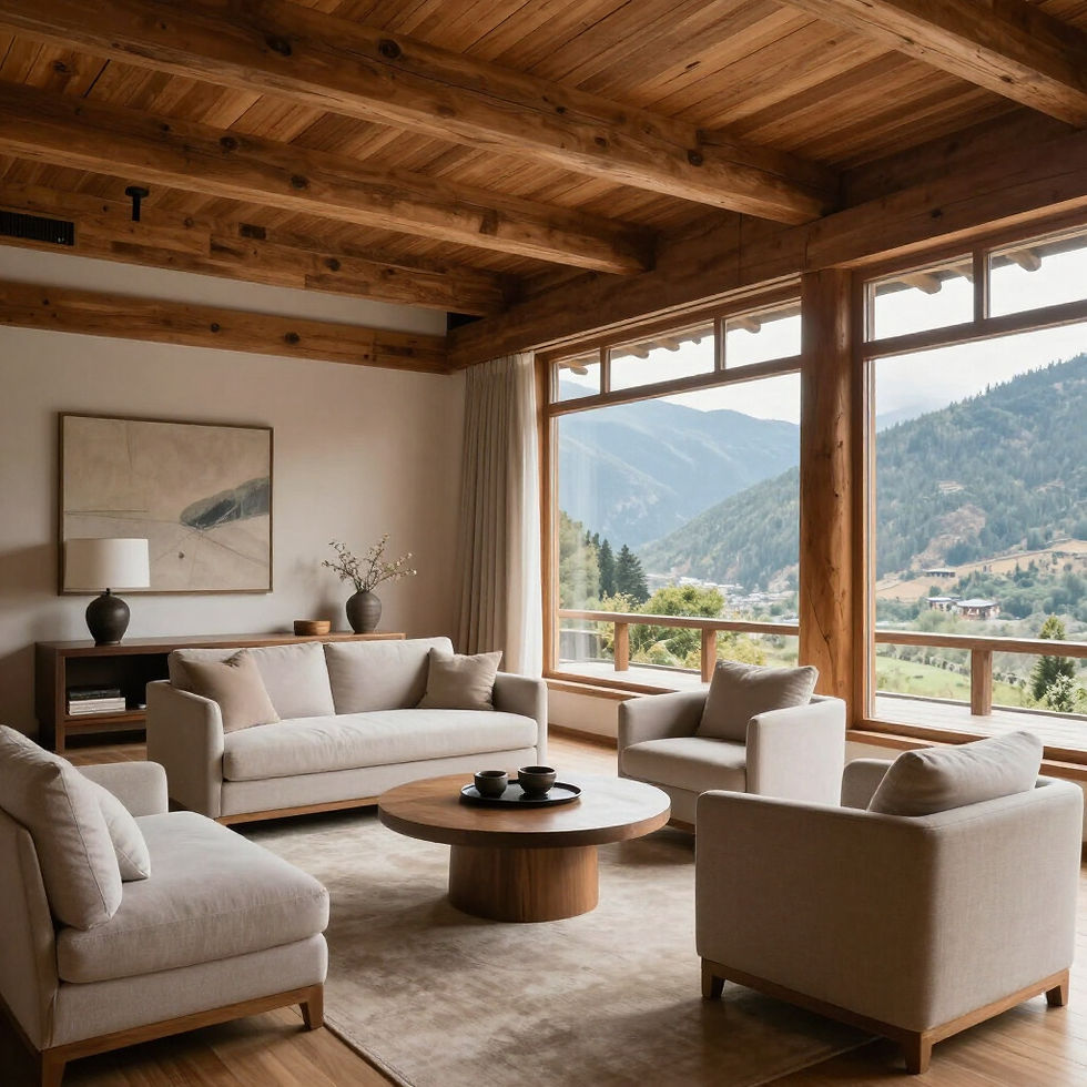 Bhutan luxury living room with mountain view hotel travel