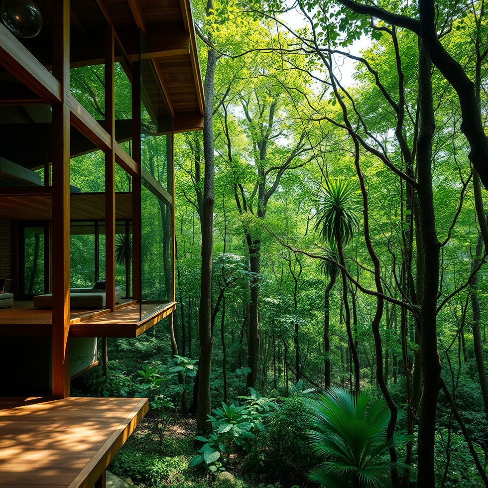 Luxury glass house in a dense forest for off-market travel