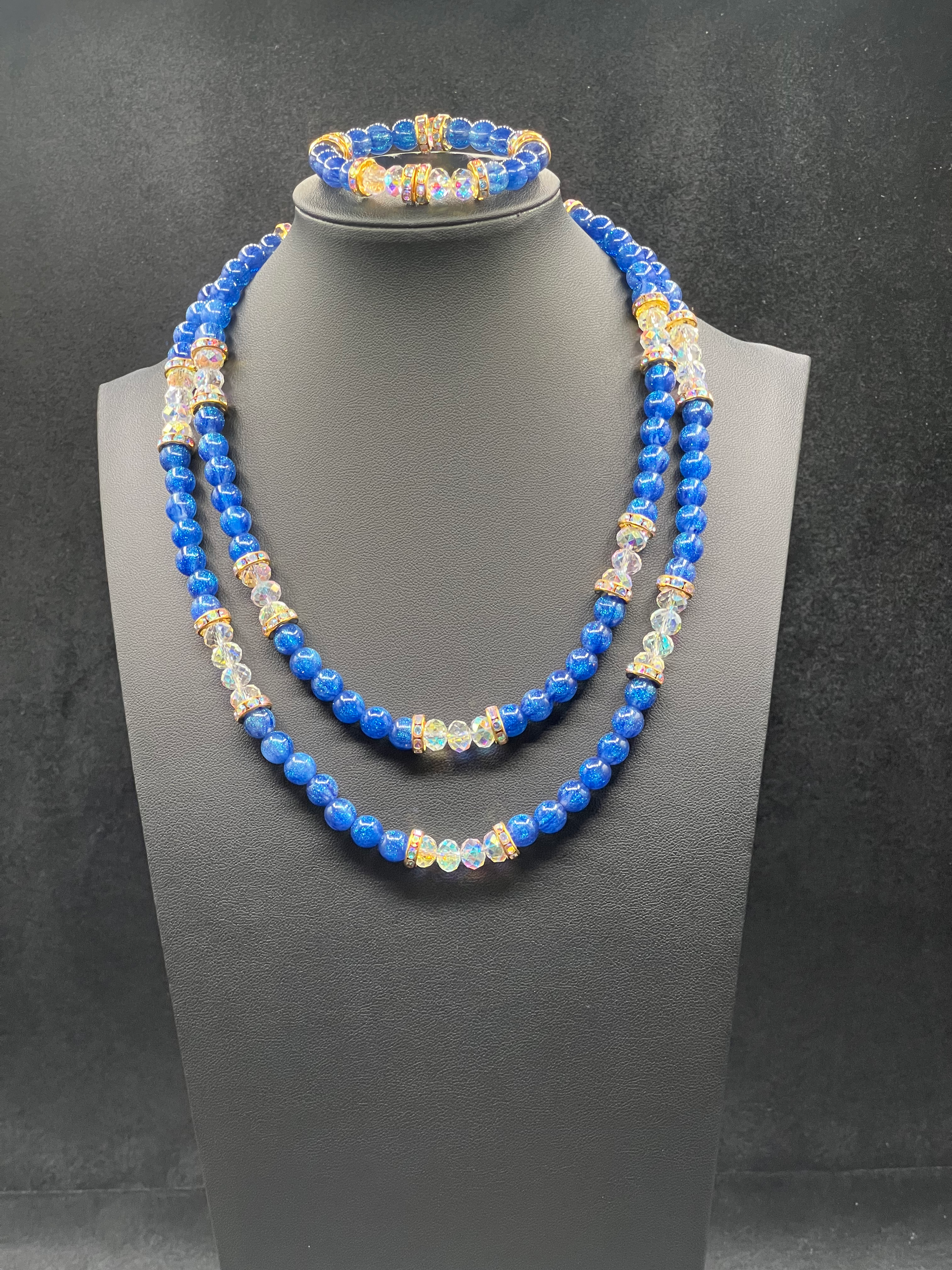 Deep Blue Starry Sky Layered Necklace Set
