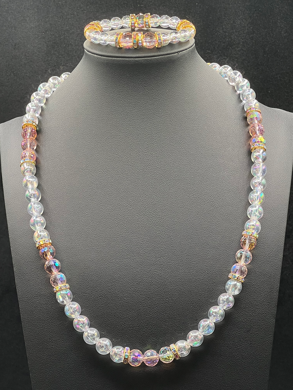 Thumbnail: Rose Pink Holographic Necklace set