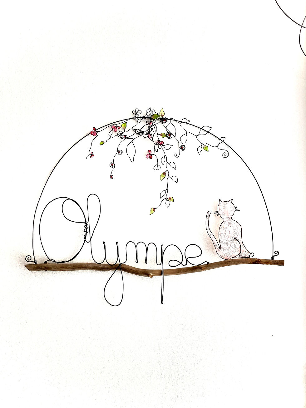 Miniature : Prénom Couleur bouquet de Fleurs et oiseau en fil de fer