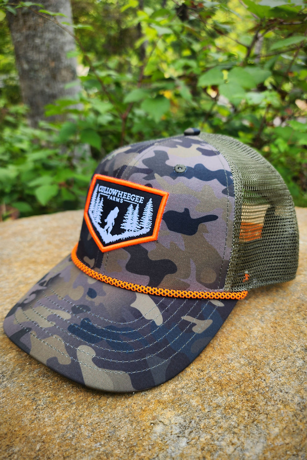 Thumbnail: Mesh Back Camo & Orange Trucker Hat