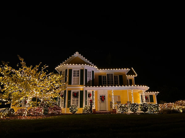 charlotteELF decorated a town hall in South Charlotte with warm white lights for the holidays, creating a traditional look.