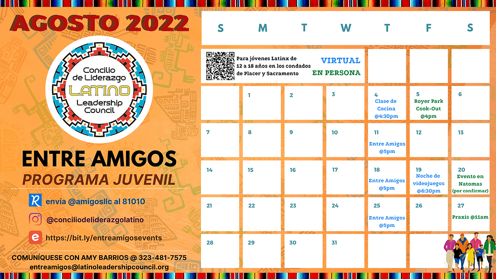 Entre Amigos Calendario de Agosto