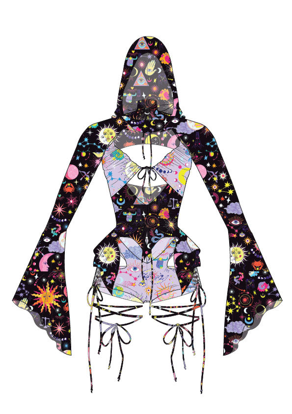 Miniatura: Frilled top & shorts full look with shrug sleeve option