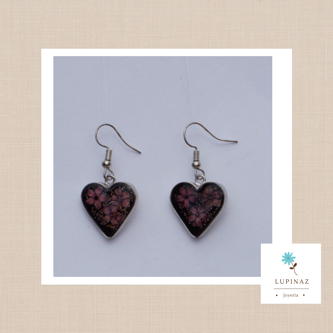 Arete corazón colgar en alpaca