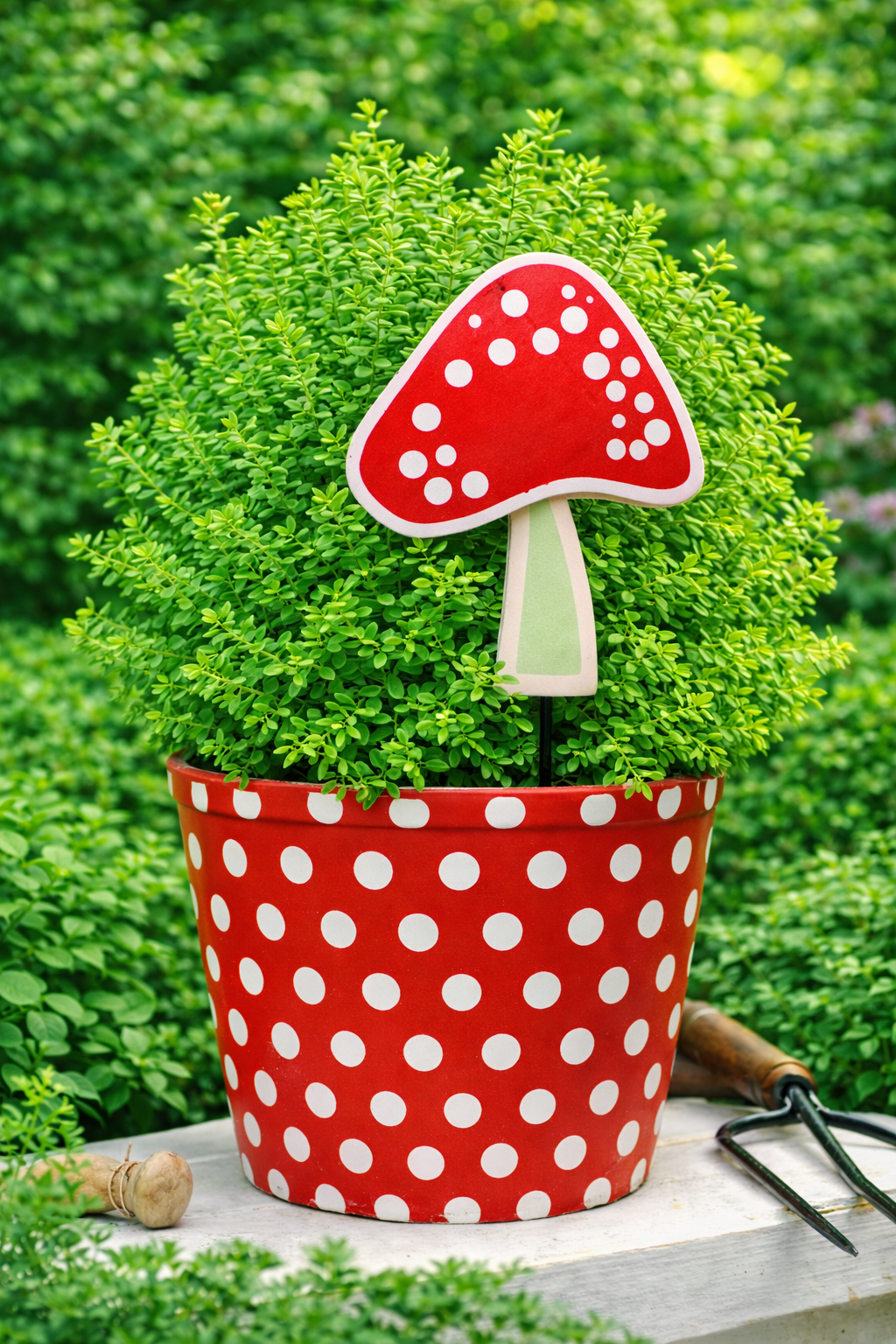 Mushroom - Red - Garden Decor Sticks