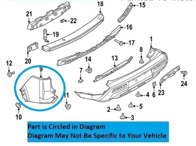 Nissan Pathfinder rear bumper side panel