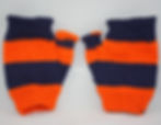 Navy/orange fingerless mitts