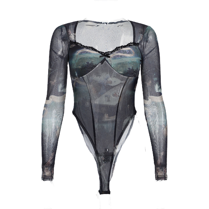 Renaissance Reverie Mesh Long Sleeve Bodysuit