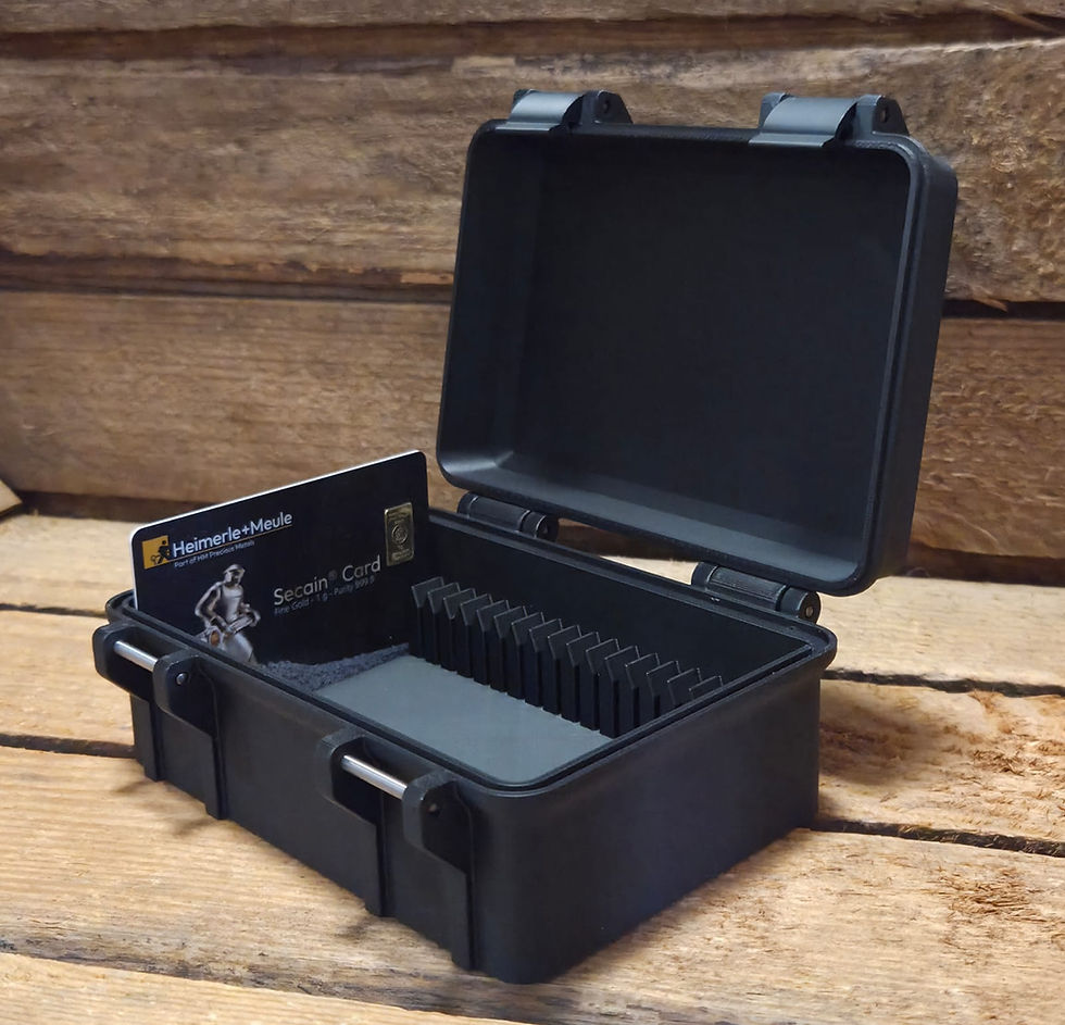 Aufbewahrungsbox für Gold-& Silberbarren Kreditkartenformat |robust| Geschenkbox
