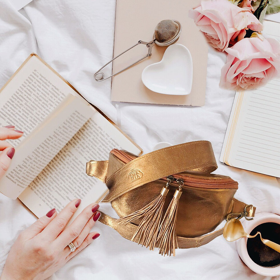 Thumbnail: Gold leather pouch styling