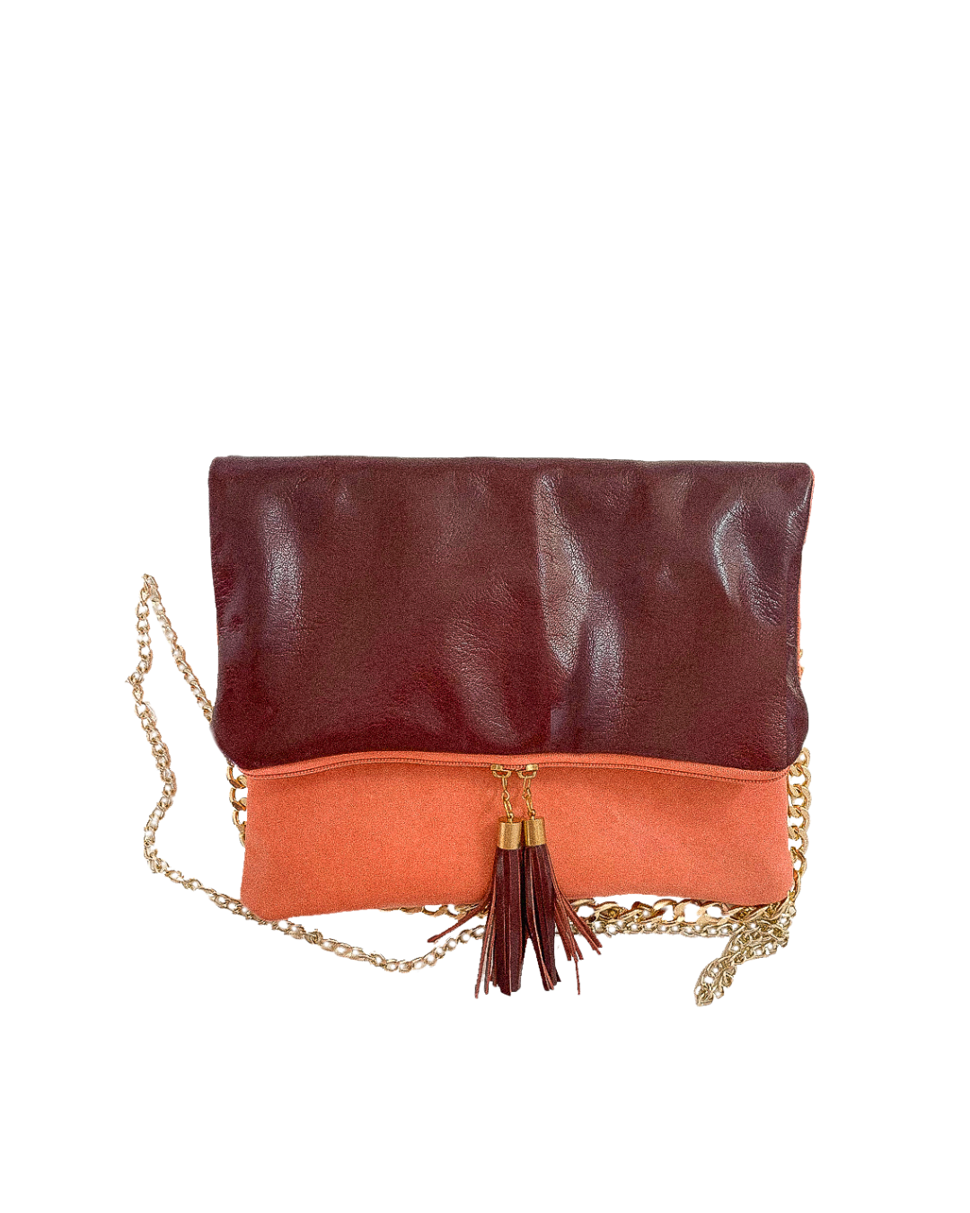 Pink & Burgundy Fold-Over Clutch