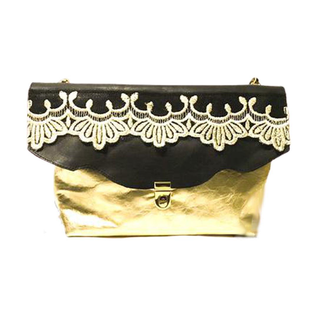 Gold and black clutch