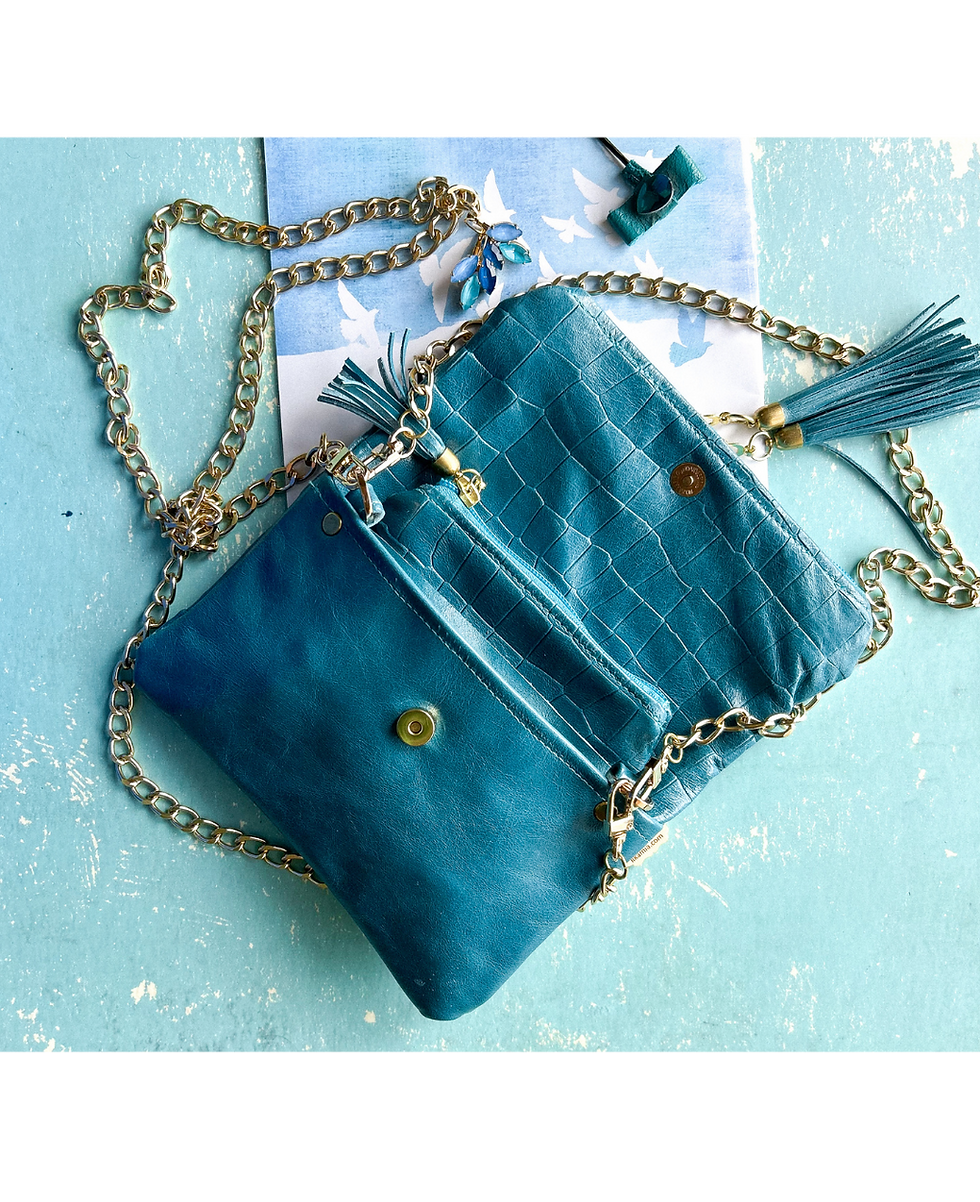 תמונה ממוזערת: Blue Fold-Over Small Clutch