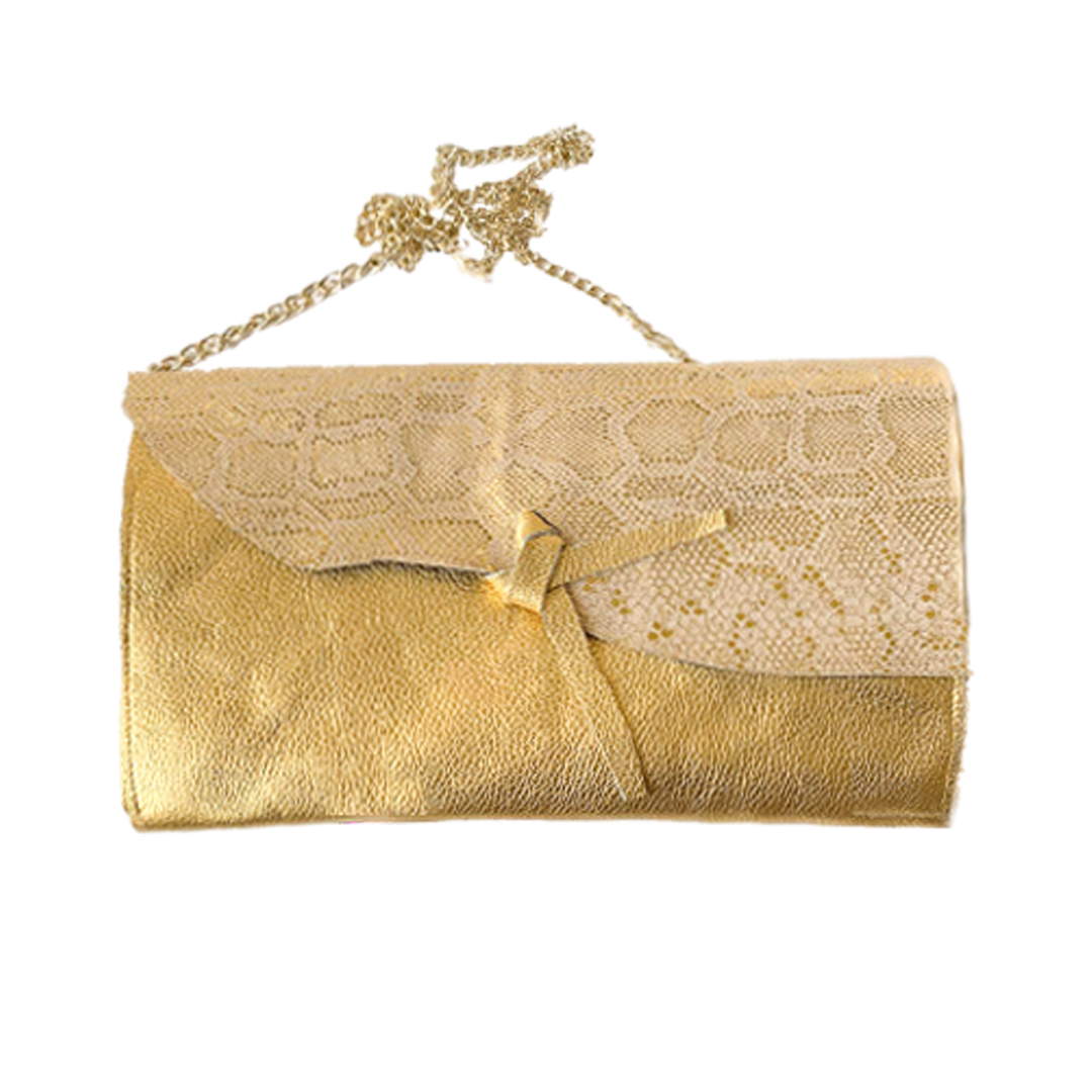 Gold oversize leather clutch