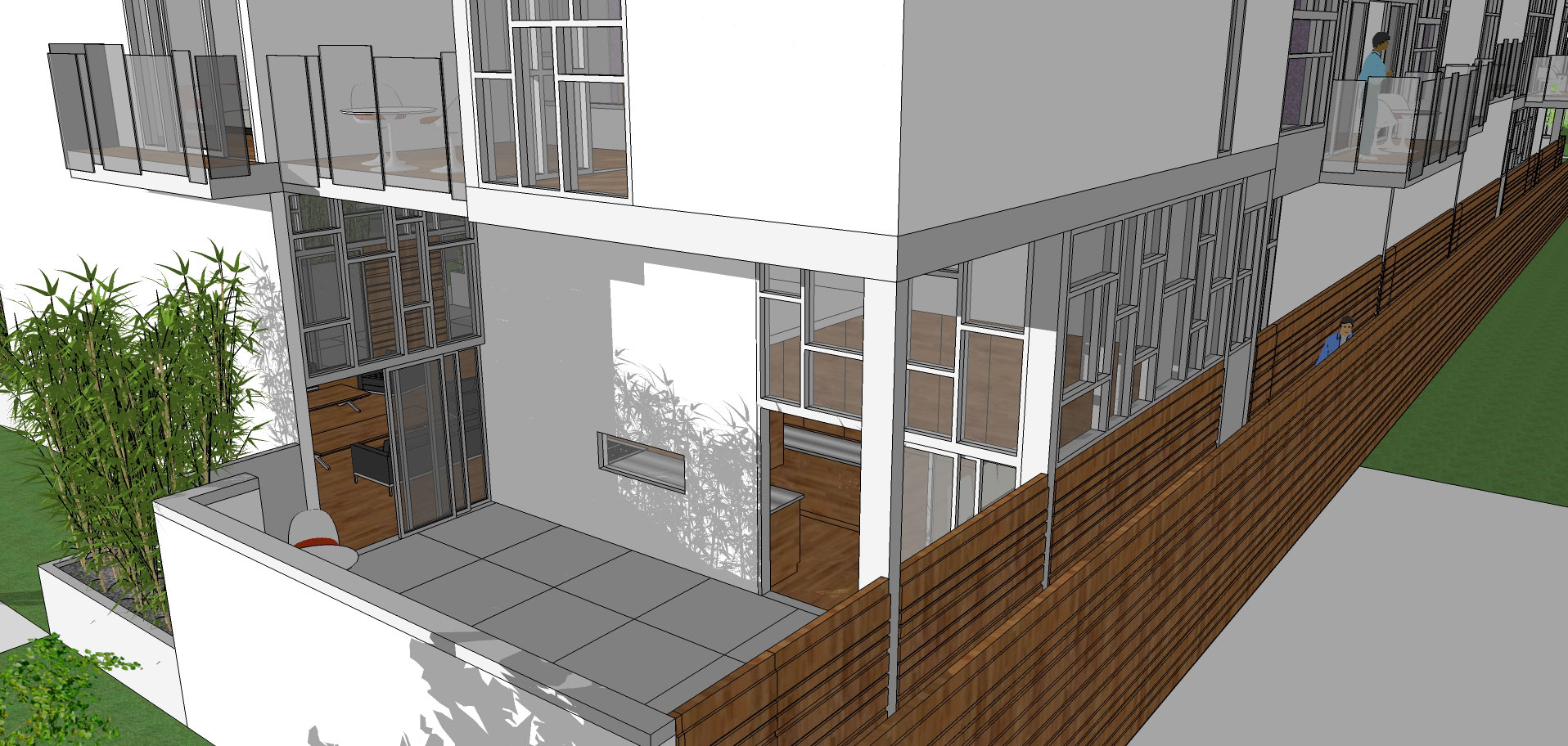 detail of end unit patio