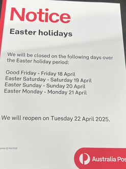 Australia Post Easter Closure