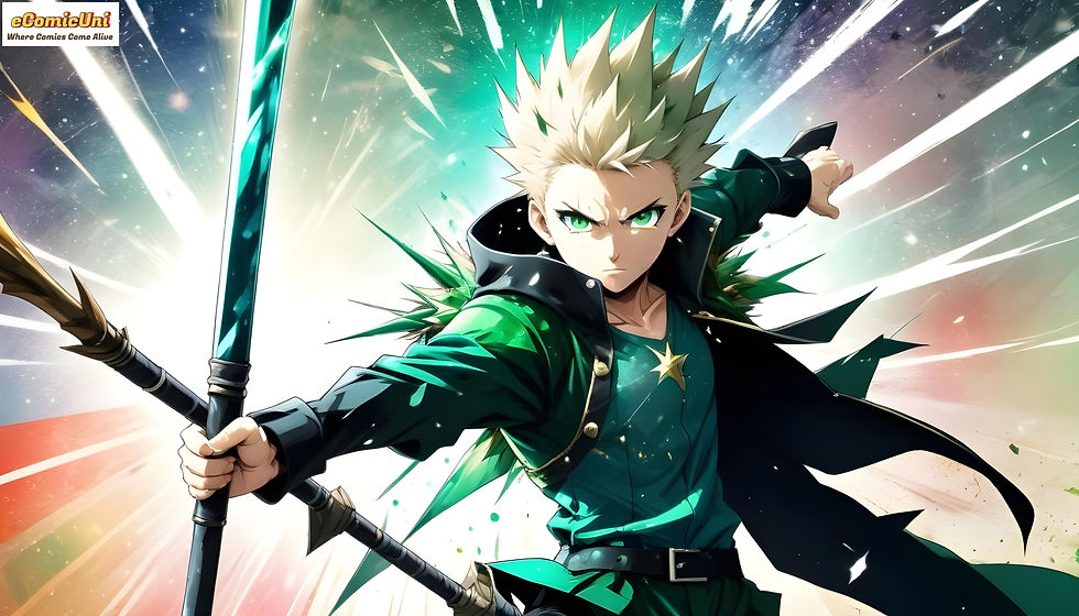 Thumbnail: eComicUni: Where Comics Come Alive.  Superhero wields dual weapons, dynamic digital art.