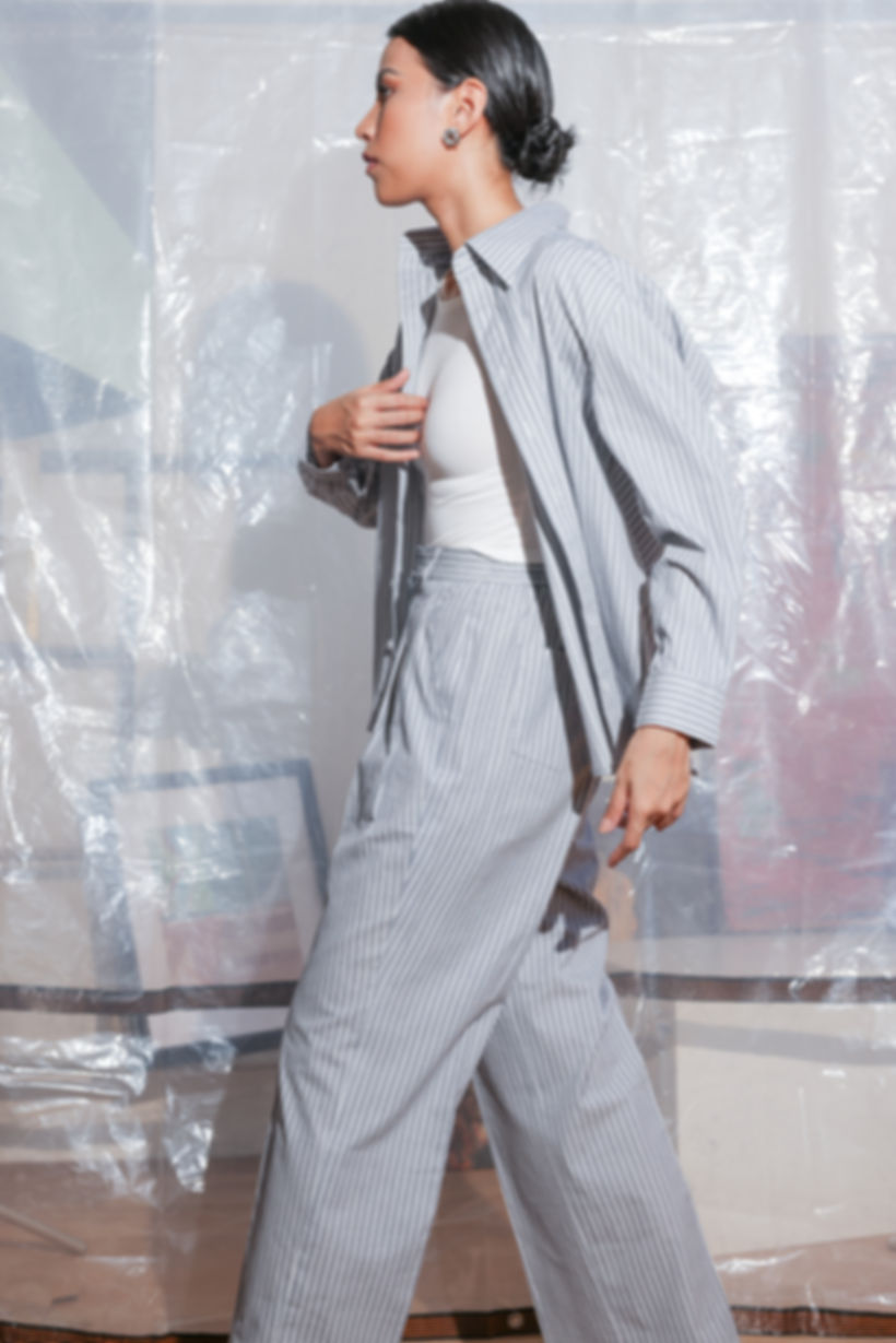 CIEL Women's Oversized Stripe Garterized Pants