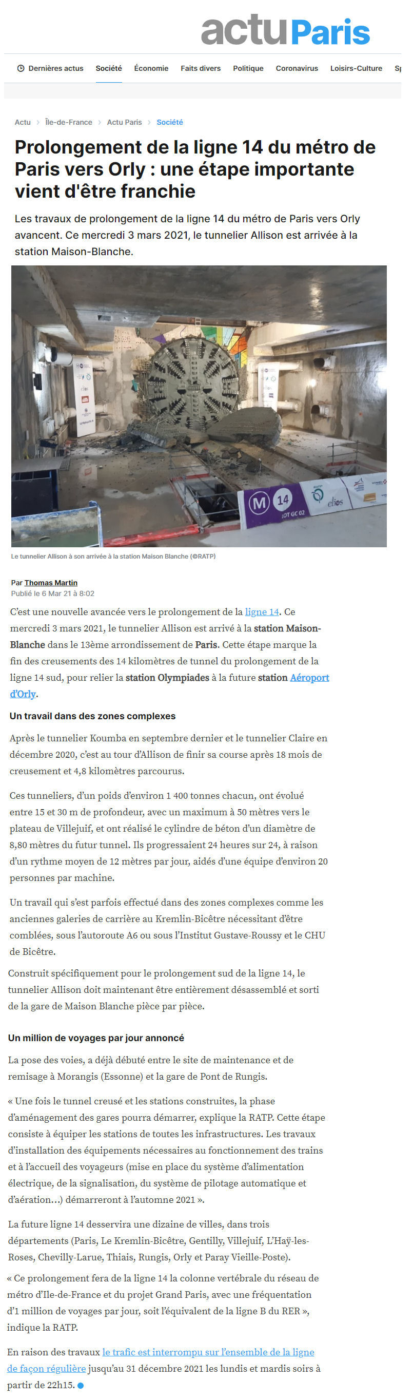 2021 - 06 mars - ActuParis - ligne 14