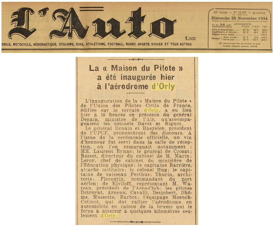 1934 - 25 novembre - maison du pilote