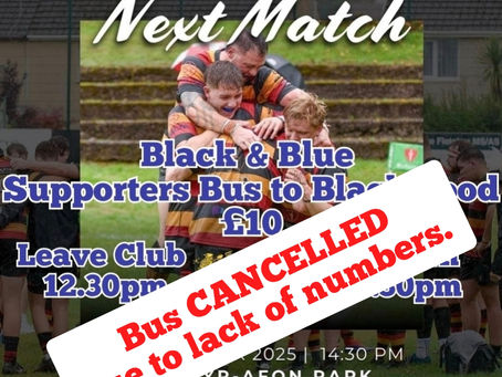 SUPPORTERS BUS to Blackwood.