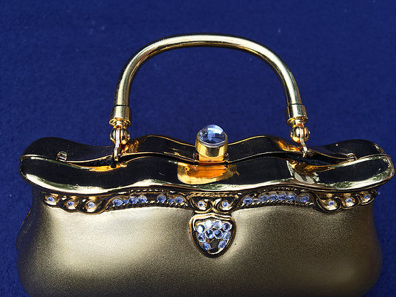 Thumbnail: Genuine Austrian Crystal Evening Bag Gold Metal Small Clutch Cham