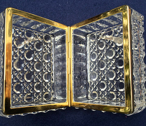 Thumbnail: Jewelry French Crystal Cut Glass Jewelry Box Hinged Lid Ormolu