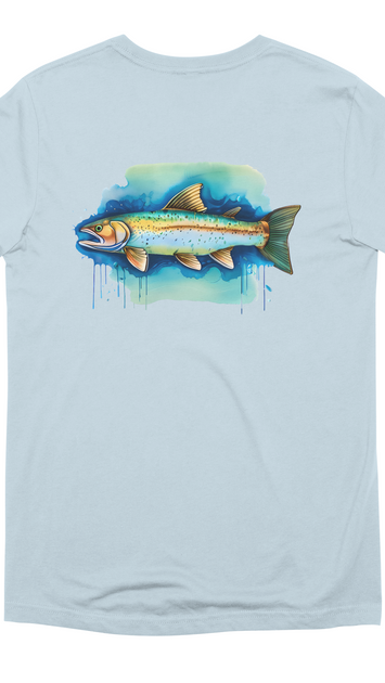 The trout's speckled patterns are highlighted with delicate blends of greens, blues, and browns, with sunlight accents.

Discover the beauty of aquatic life with our Watercolor Series: Fish, a captivating collection of art-inspired products. Each design showcases vibrant, flowing watercolor aesthetics, bringing to life various fish species in stunning detail. With soft gradients, abstract splashes, and a hand-painted feel, these pieces are perfect for lovers of art and nature. Whether you're looking for wall decor, mugs, prints, or accessories, the Watercolor Series adds a touch of elegance and tranquility to any space.