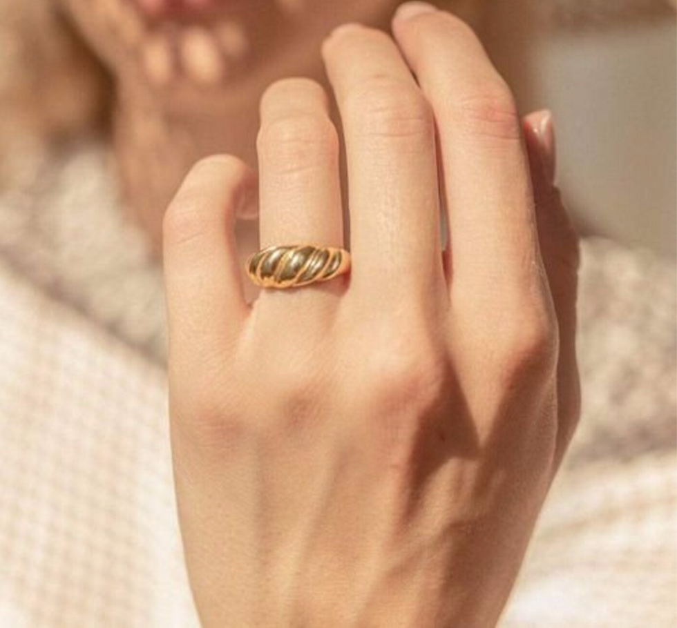 Thumbnail: Croissant ring, Croissant Dome Ring, Statement Rin