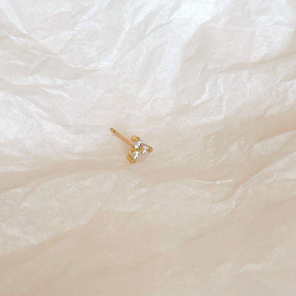 Thumbnail: CZ Flower Tragus Labret Gold Stud Earrings, Tiny Earrings, Flower Studs, Dainty