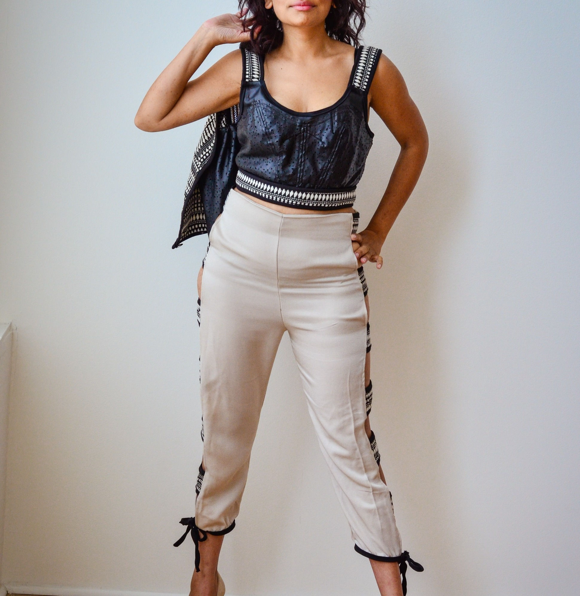 Aztec Cutout Cropped Pants