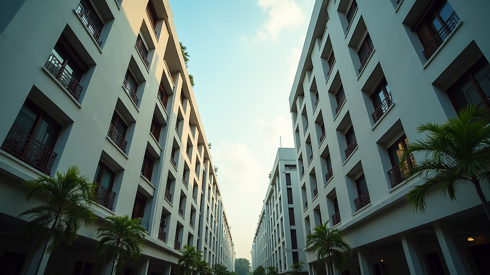 Eye-level view of a modern residential building in an urban Indian city