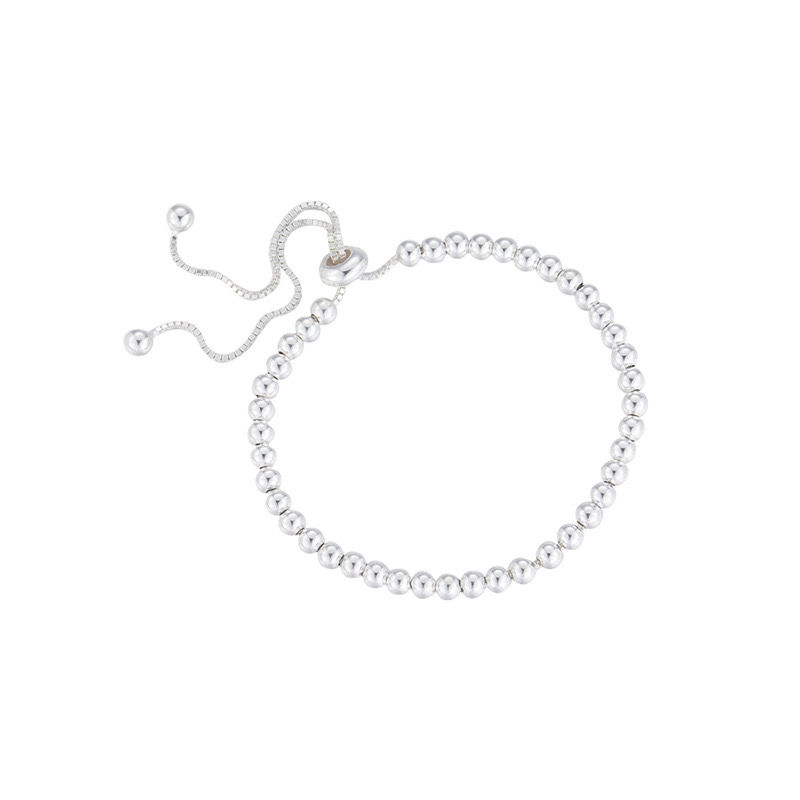 Thumbnail: 100% Solid 925 Sterling Silver Metal Bracelets for Women Men Beads Adjuatable Ha