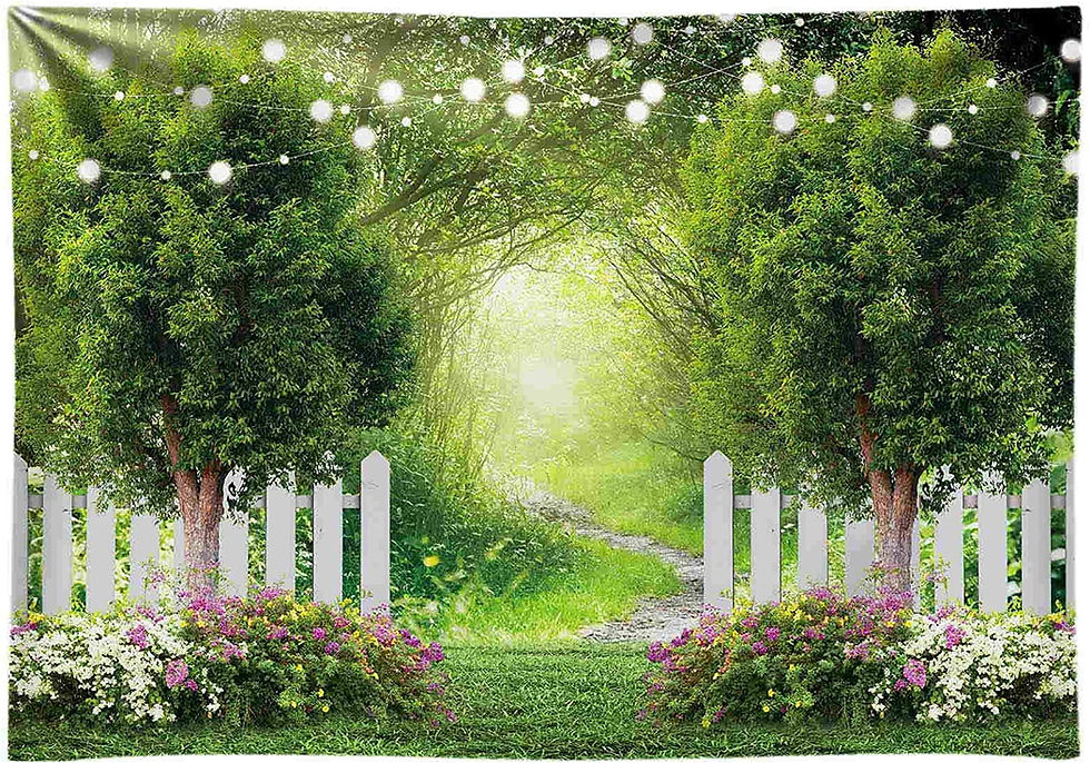 Picket fence and flowers 7x5