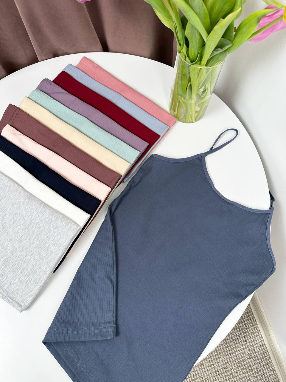 Прев'ю: Бавовняна майка в рубчик