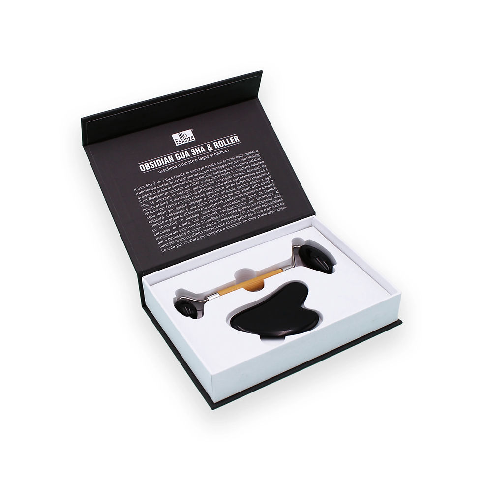 GUA SHA E ROLLER - OSSIDIANA E BAMBU