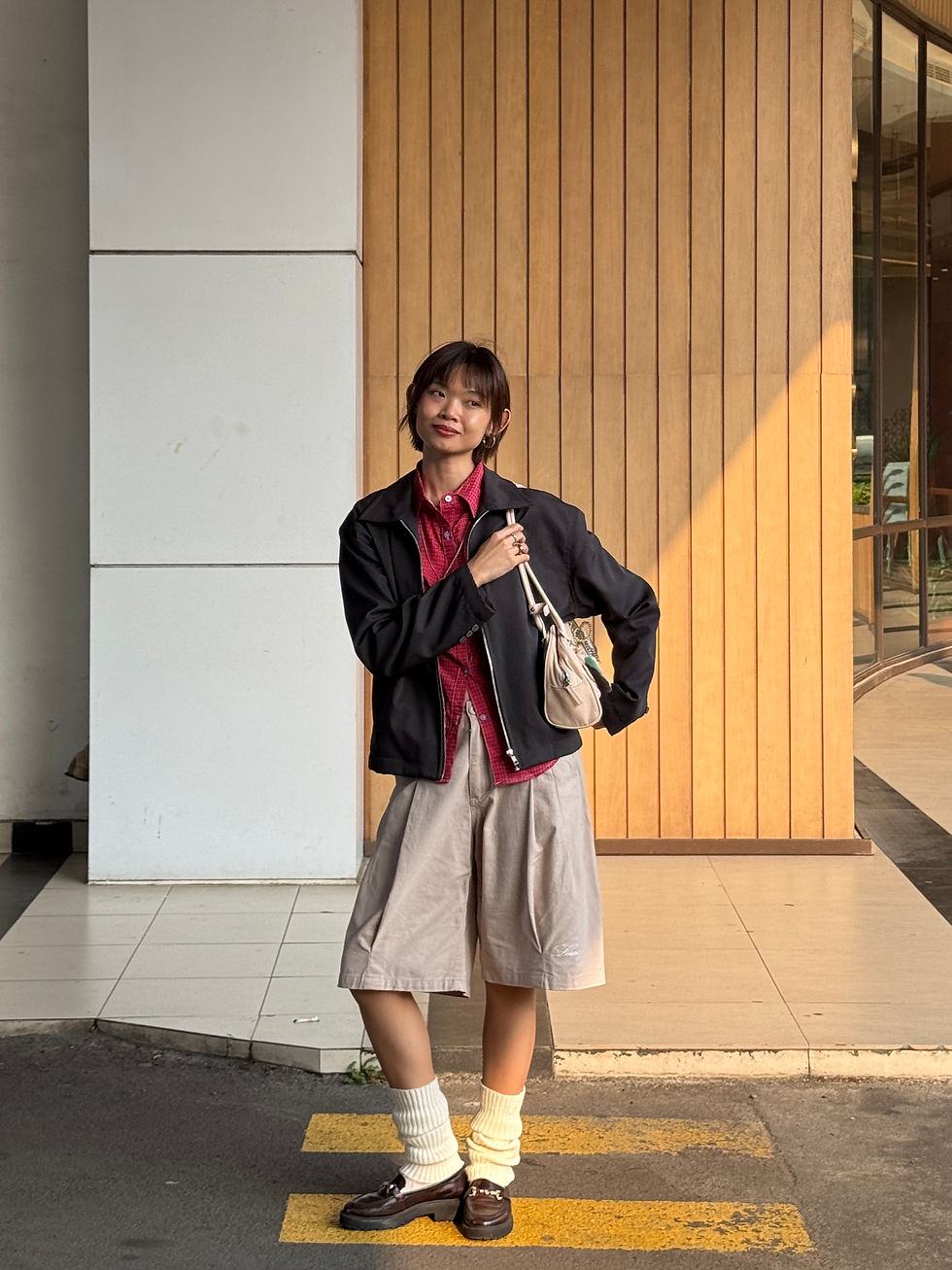 Top | Jacket | Pants | Leg warmer | Loafers from buccheri sold (similar) | Bag