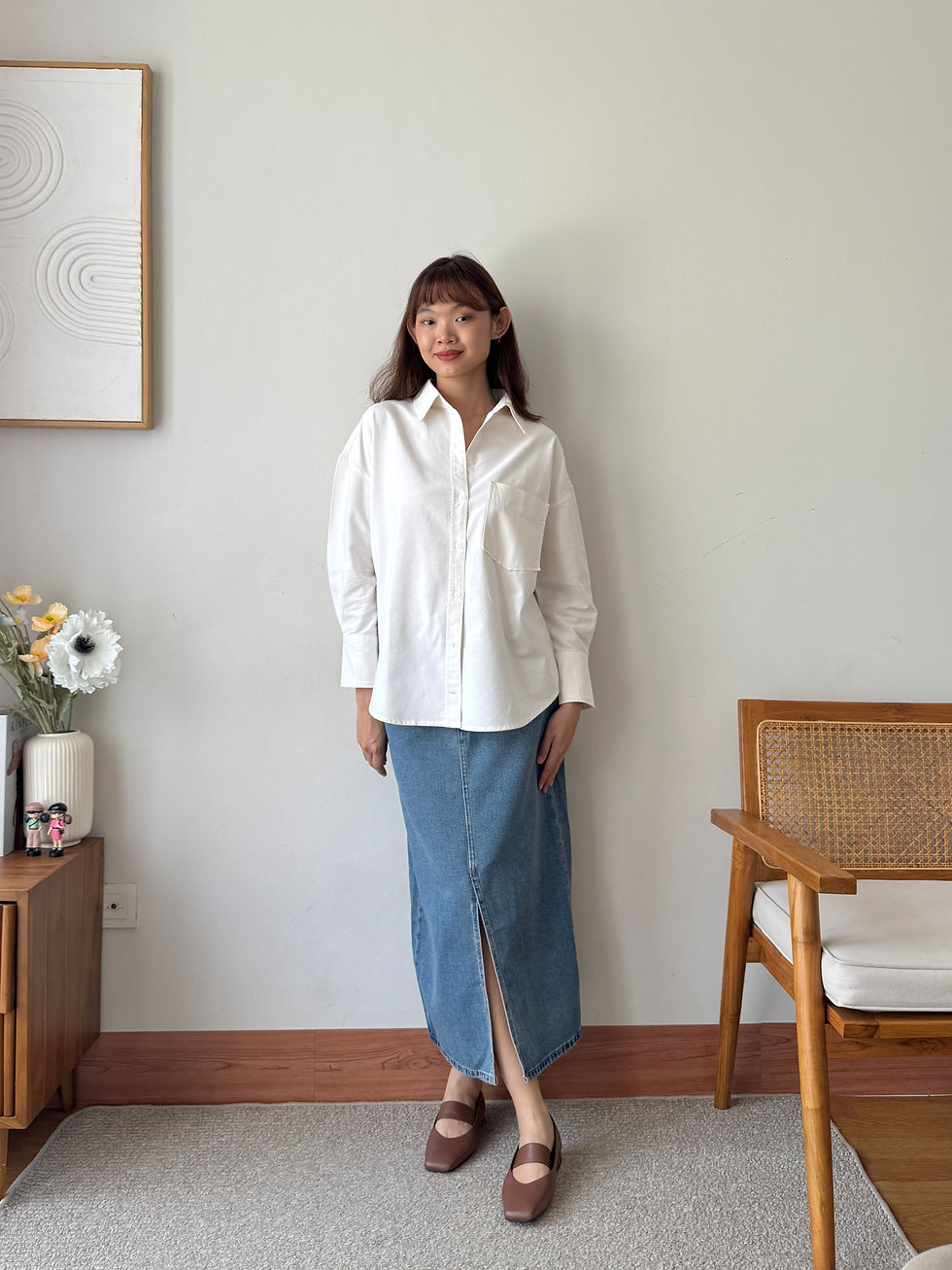 Shirt | Skirt (i wear size M) juga tersedia di warna light blue | Shoes
