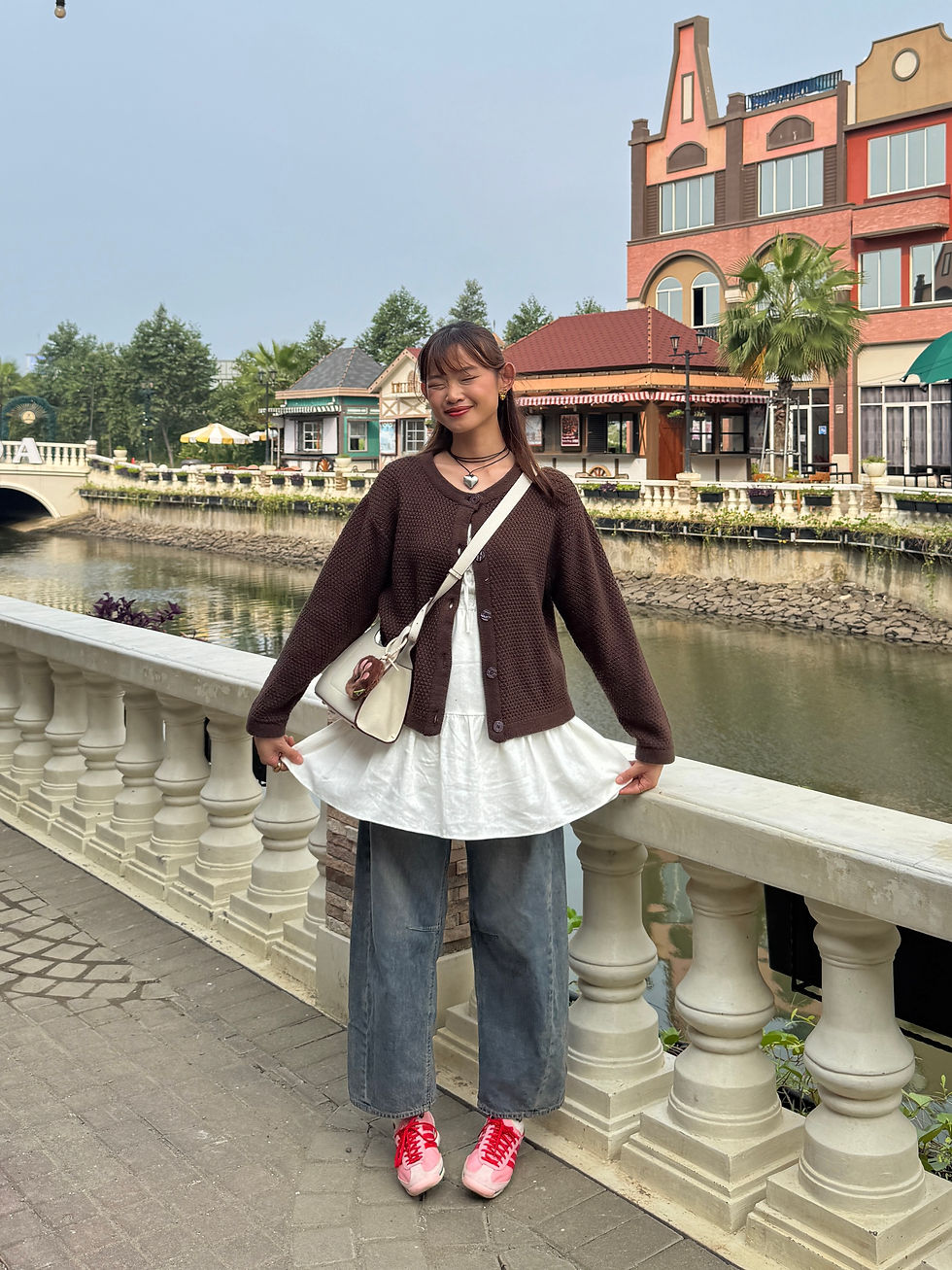 Mini dress | Jeans from GU (similar) | Cardigan | Bag | Necklace