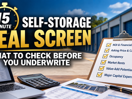 The 15-Minute Self-Storage Deal Screen: What to Check Before You Underwrite