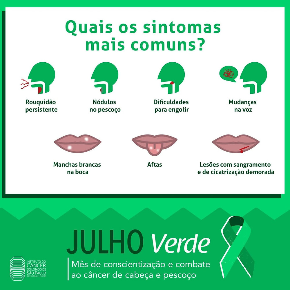 Julho É VERDE! É mês de prevenção de câncer de cabeça e pescoço. Estomatologista Dr Cesar Noce atende na Barra da Tijuca Rio