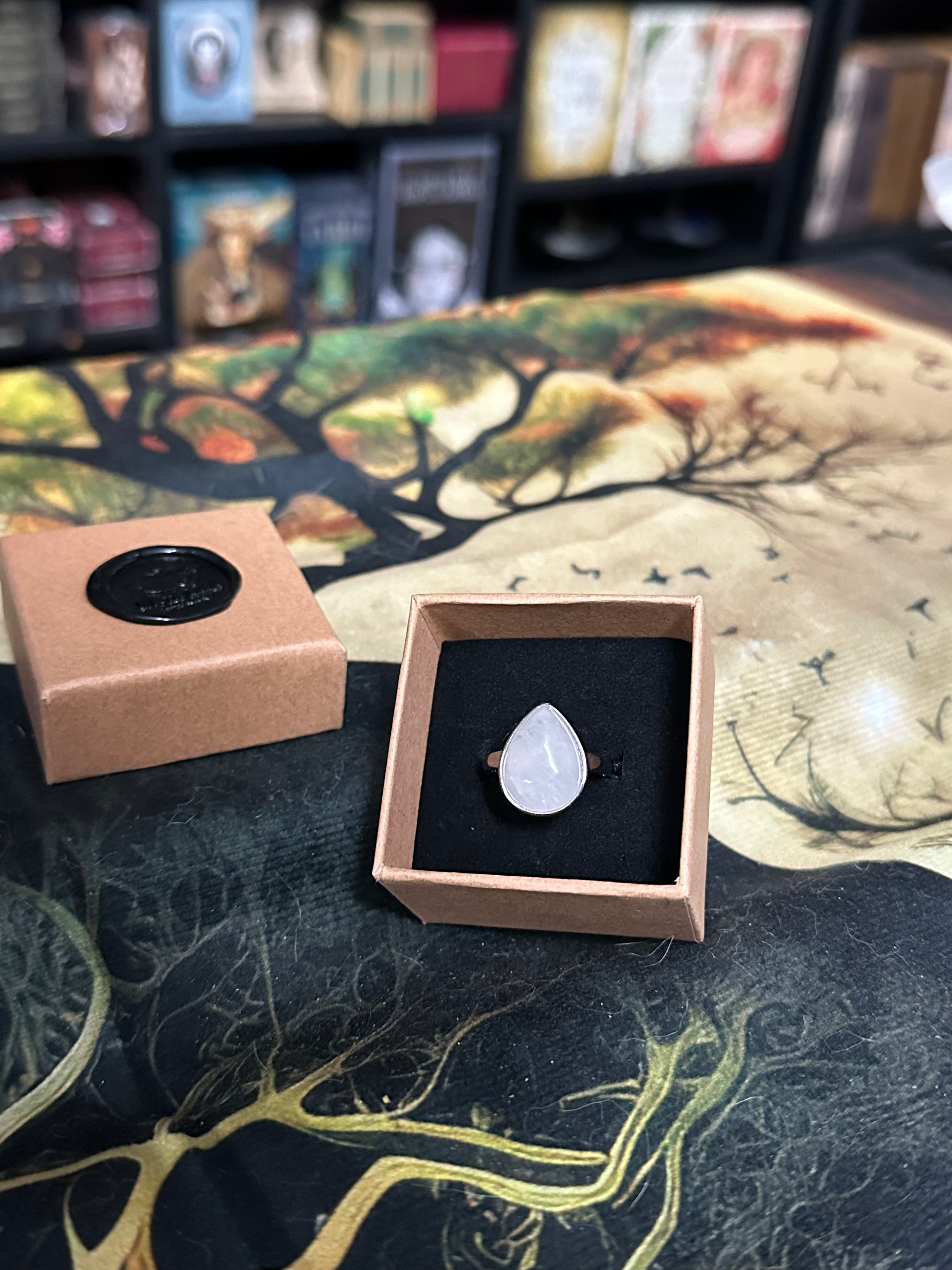 Anillo lágrima Cuarzo Rosa Acero